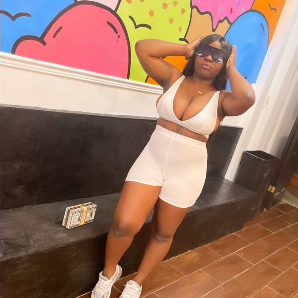 Two piece all white lounge set